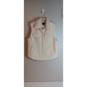 Lumiere Sherpa Vest Sz Medium Cream Color Snap Button